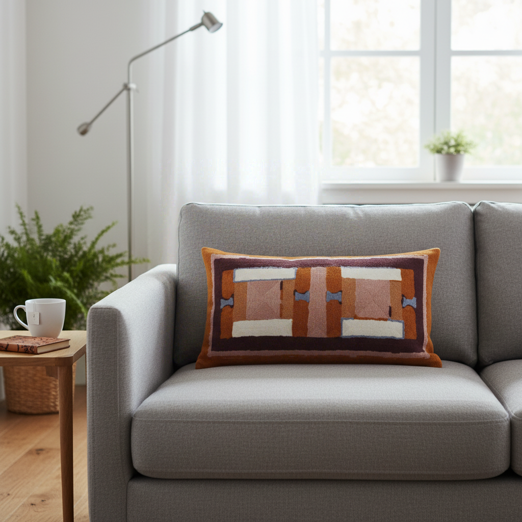 HOUSSE de COUSSIN BRODE TAHO CUIVRE