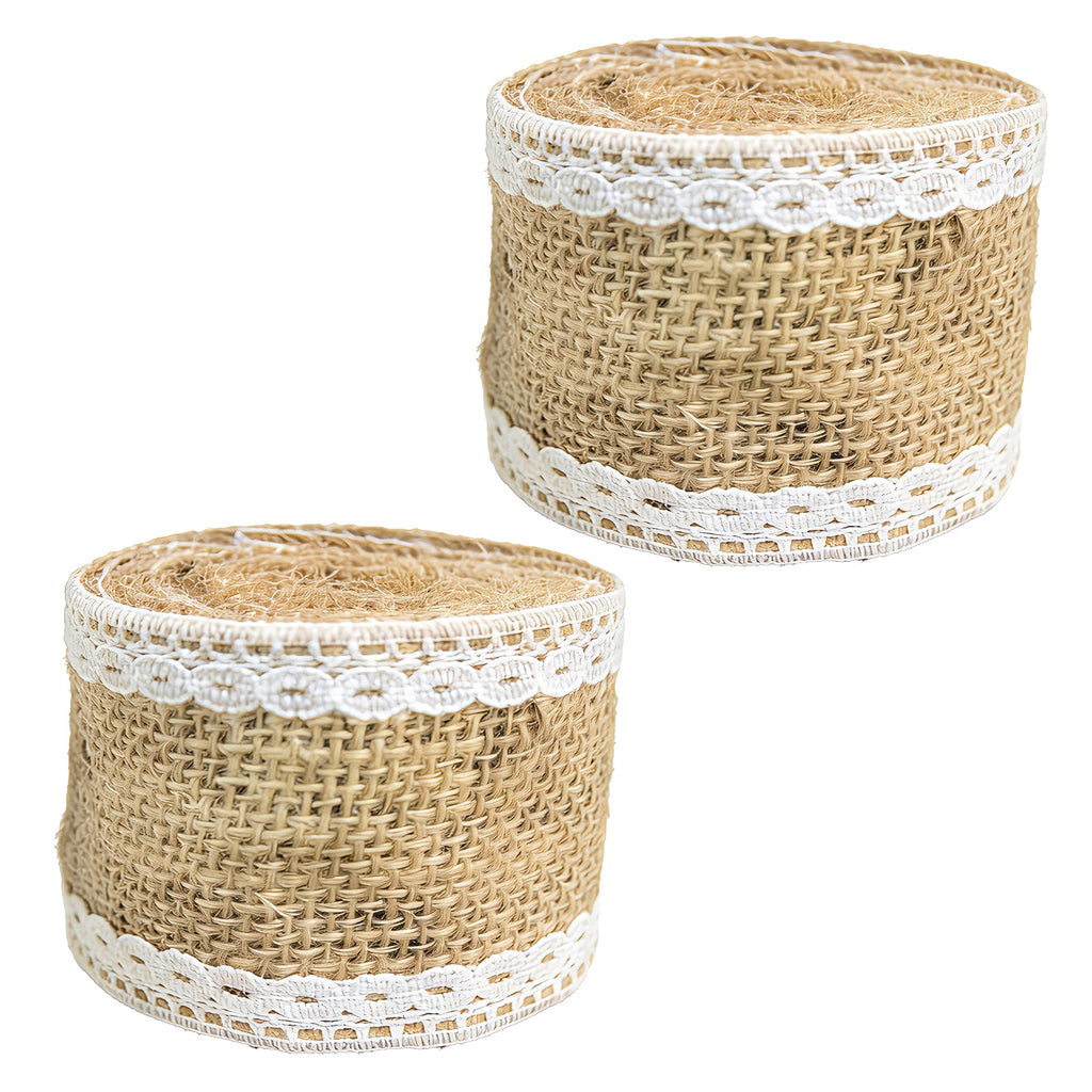 JU7CER Rouleau de passepoil en dentelle 2 pièces, 5 cm de large, env. 2 m de long Décorations de Noël et de mariage artisanales Ruban d'emballage, embellissements de cadeaux