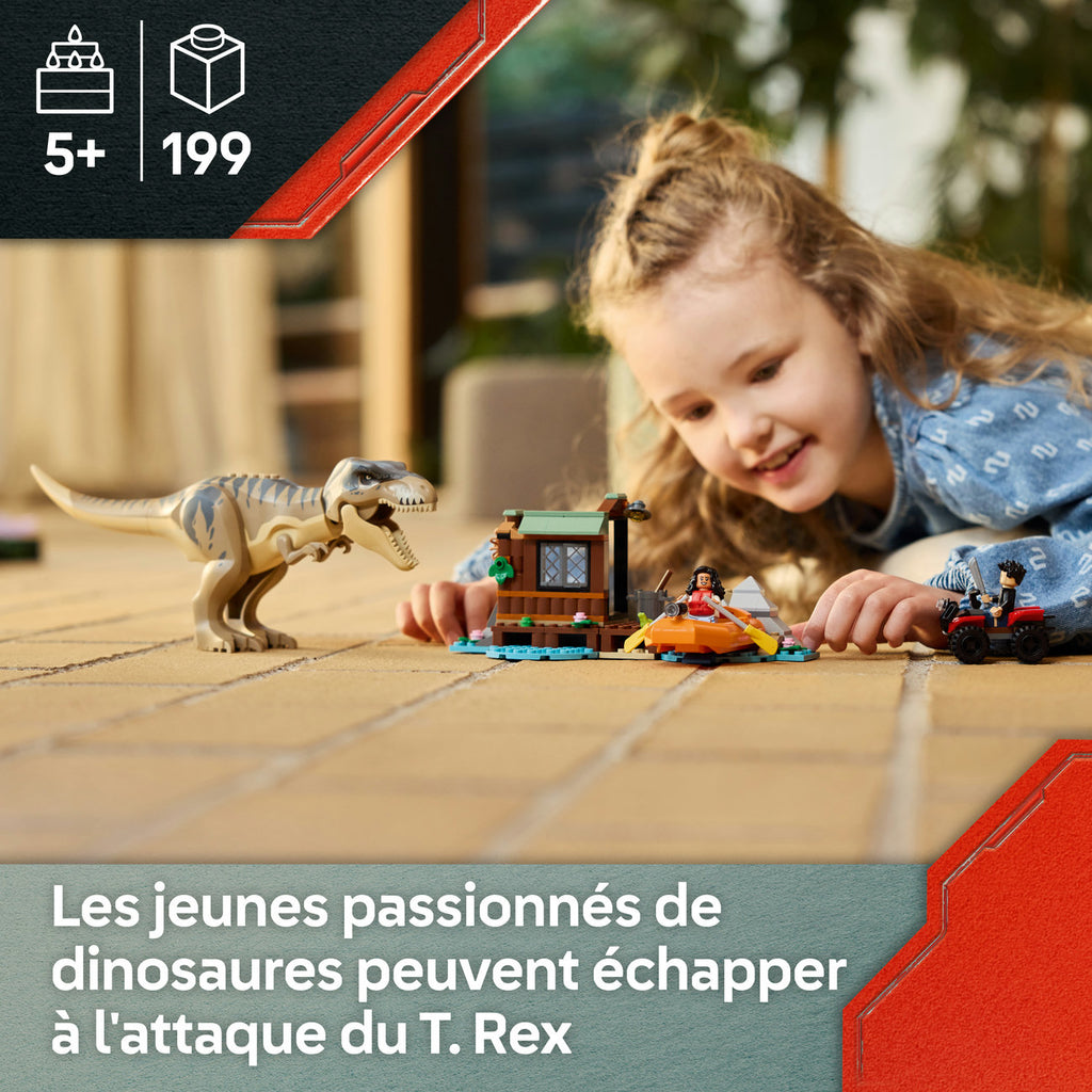 LEGO Jurassic World : Évasion du T. rex, hangar et bateau 76975 (199 pièces)