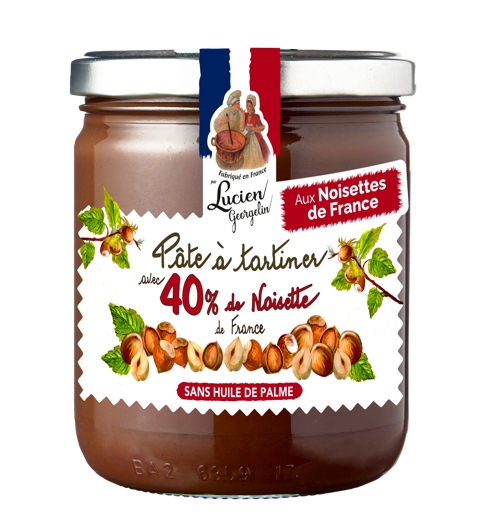 LUCIEN GEORGELIN Pâte à tartiner cacao avec 40 % de noisettes du Lot et Garonne - 400 g