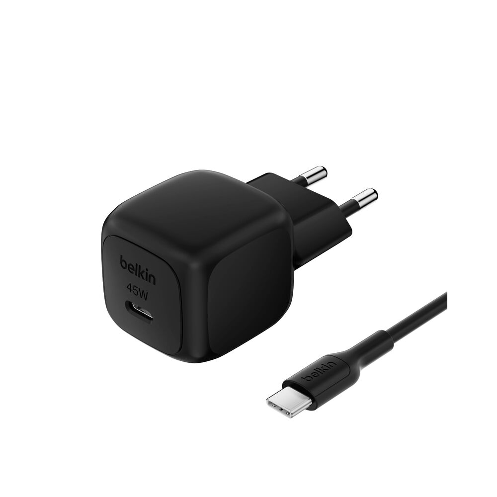 Belkin BoostCharge 45 W Chargeur Compact avec Câble de Charge Rapide USB-C vers USB-C (Prend en Charge iPhone 16/15/14, Galaxy S25/S24, Pixel 9, iPad, AirPods, etc., Noir)