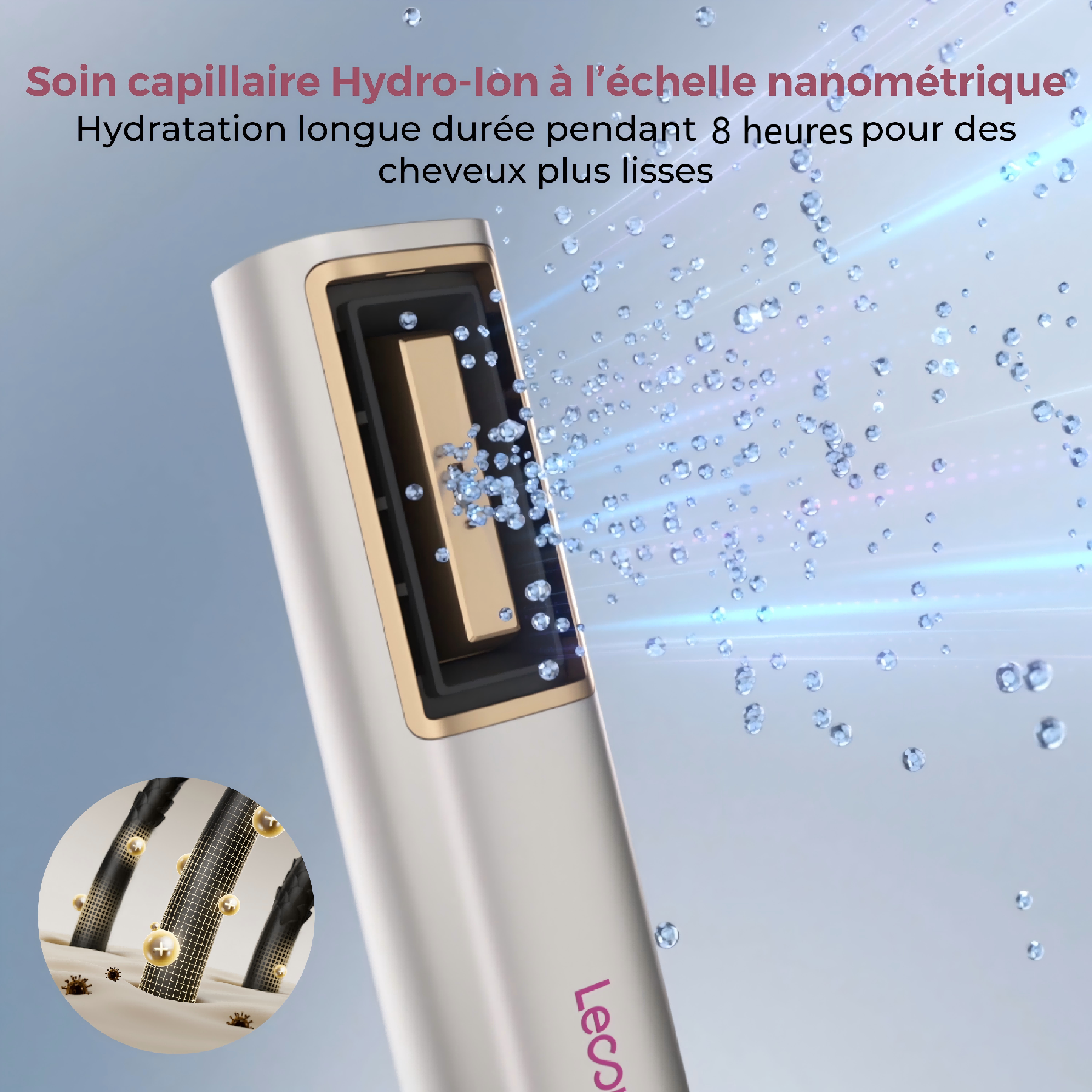 Lecomely Sèche-cheveux haute vitesse hydro-ionique, soin capillaire renforcé pendant séchage rapide, tout-en-un pour coiffage qualité salon, compact et adapté aux voyages