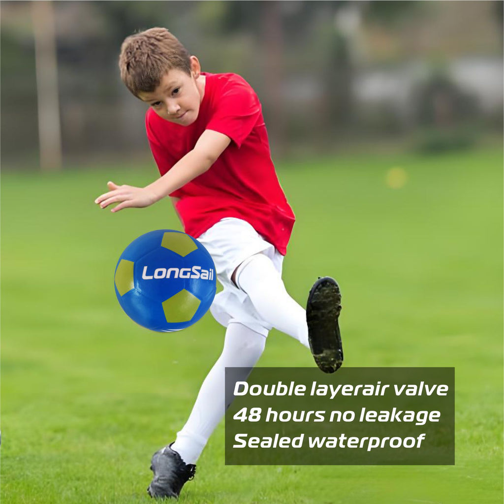LONGSAIL Ballon de football en caoutchouc haute qualité bleu/vert - Taille 4