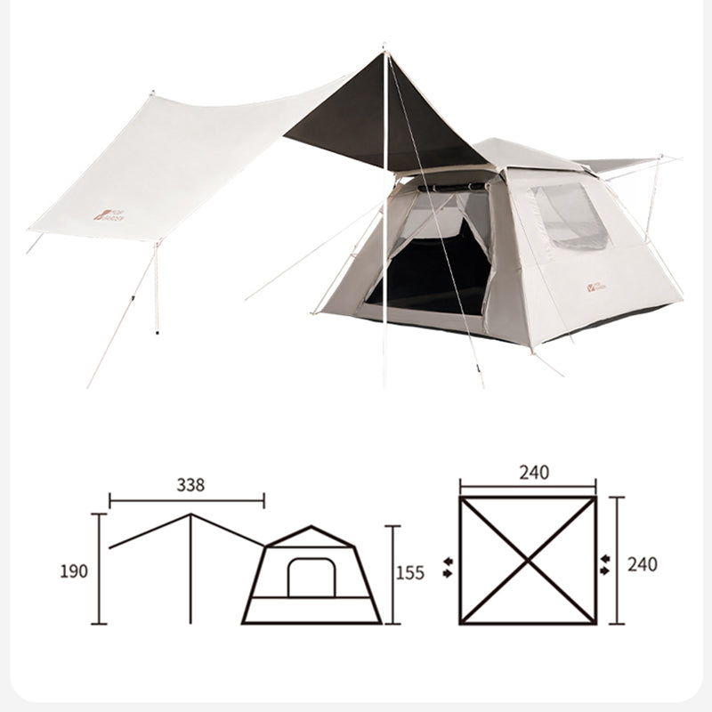Mobi Garden, Tente de camping automatique à ouverture instantanée 155 avec bâche, occultante et protection UV, installation instantanée, tente pliante, blanc, pour l’extérieur et le pique-nique, installation rapide et sans effort, compacte pour un ra