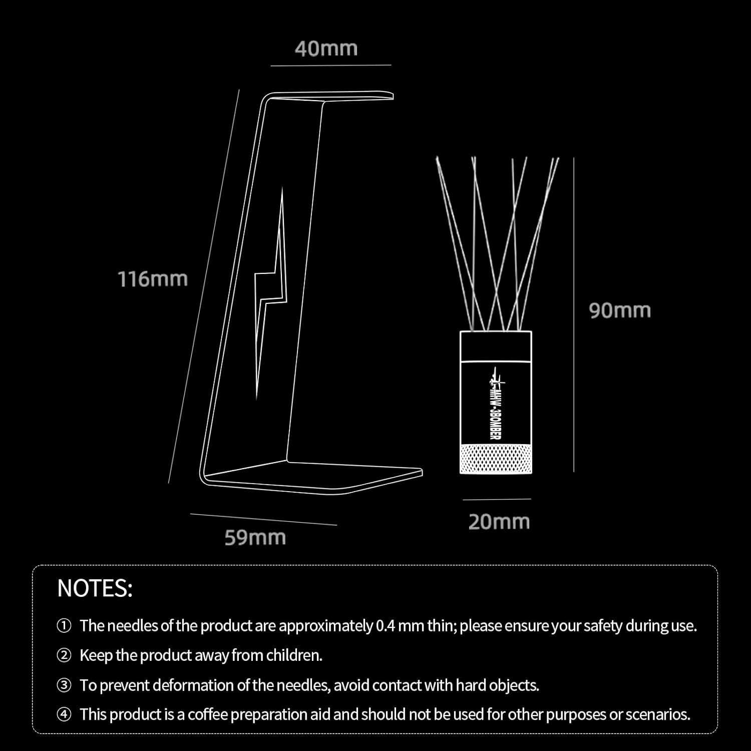 MHW-3BOMBER Outil WDT , outil de distribution d'espresso avec support magnétique, portée réglable, mélangeur à aiguilles de café, acier inoxydable 304, 8+6 aiguilles, 0,4 mm, T6126