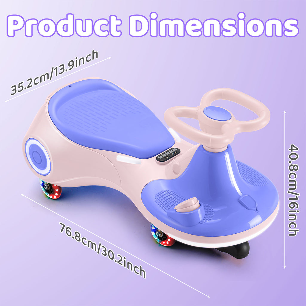 Neuleb Voiture électrique zigzagante pour enfants, Batterie rechargeable 12 V, Trottinette bascule 3 en 1 avec pédale, Musique Bluetooth et roues lumineuses, Max 3,2 mph