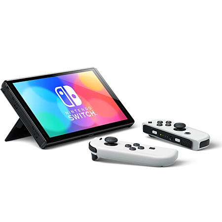 Nintendo Switch (modèle OLED) avec station d’accueil et paire de Joy-Con blanches - Version EU