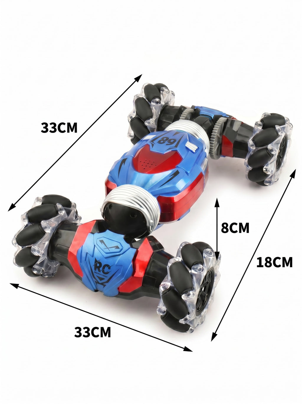 S4DRC HYPER 1:16 Voiture de Cascade RC Contrôlée par Gestes, Véhicule de Drift Tout-Terrain Transformable 4WD, Doubles Radiocommandes avec Lumières LED, Cadeau Jouet pour Enfants, One Piece en Bleu