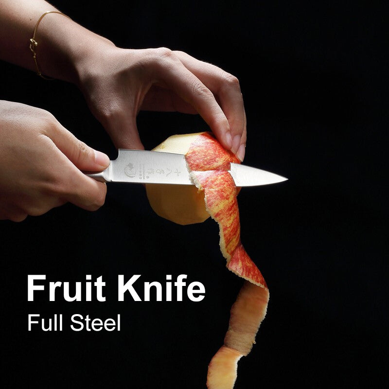 SHI BA ZI ZUO Couteau à fruits en acier inoxydable, manche unique, ensemble cadeau, couteau à éplucher les melons domestique