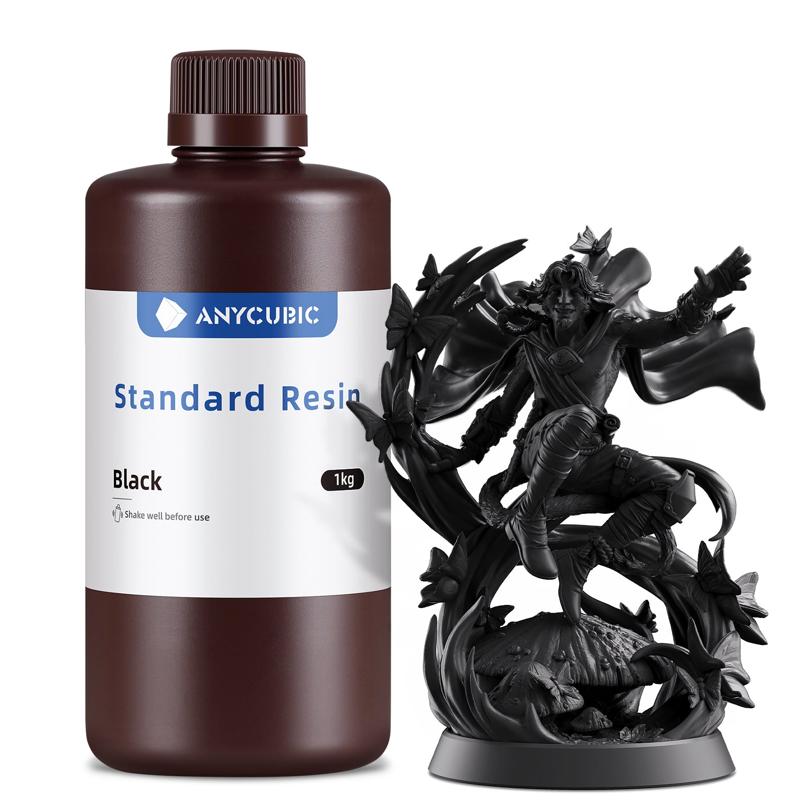 Résine Standard Anycubic 405nm UV à Durcissement Rapide pour Imprimantes 3D LCD/DLP/SLA (Noir, 1 kg)