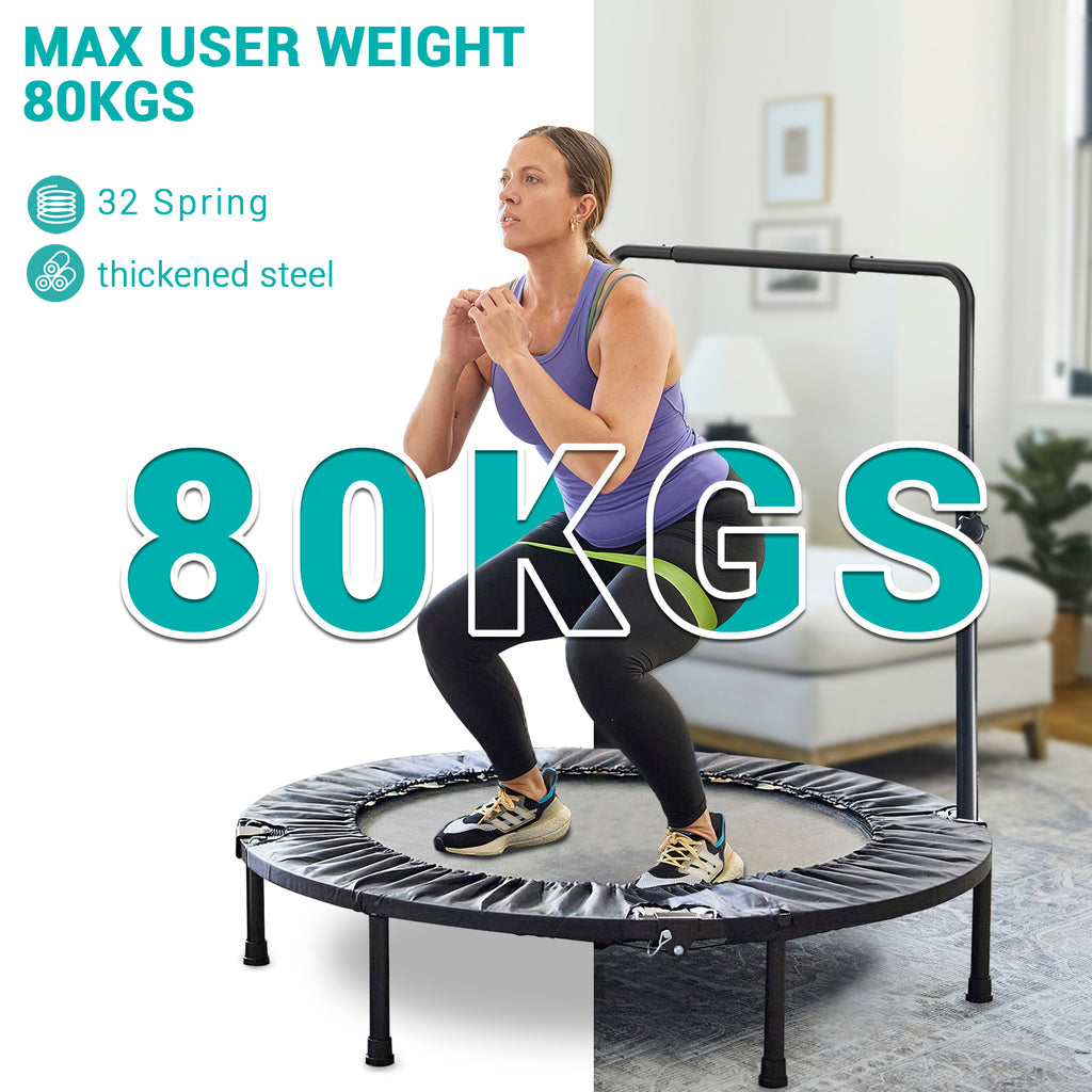 SPORTSOUL Mini rebondisseur de fitness pliable 40" avec poignée, pré-assemblé, charge maximale 70 kg