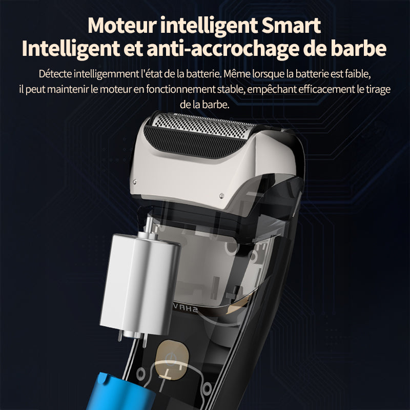 Sparoma Rasoir Électrique pour Hommes – Lames Doubles Flottantes, Affichage Numérique, Rasage à Sec & Humide, Recharge Type-C, Moteur Intelligent, Étanchéité IPX6, FK-608