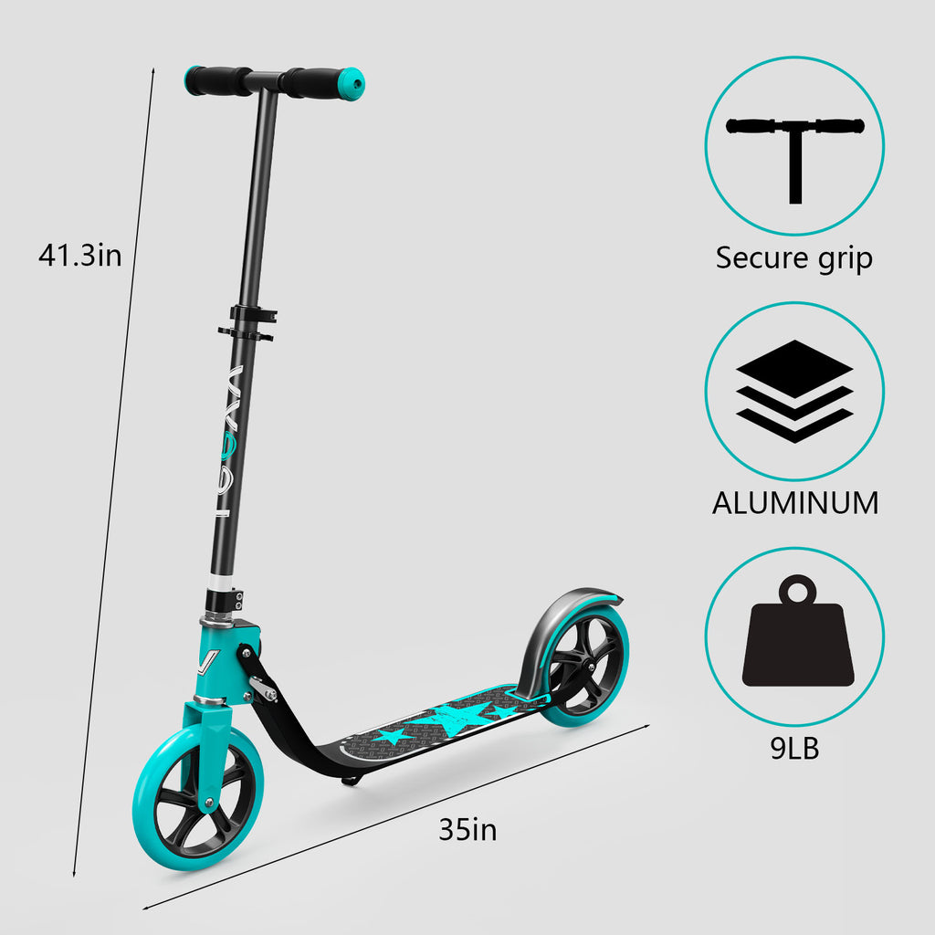 LEEYV Trottinette RV205, trottinette pour enfants de 6 à 12 ans et pour adultes, charge maximale 100 kg, hauteur réglable, légère, à 2 roues