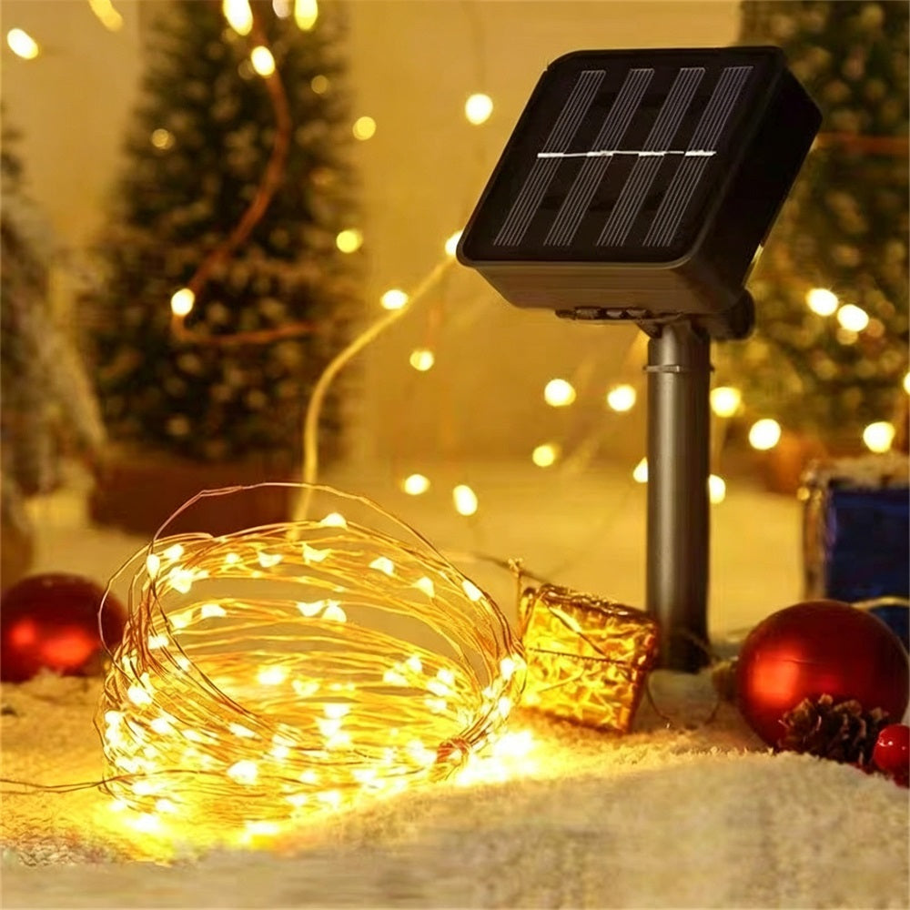 VIVREAL Lot de 2 guirlandes lumineuses solaires à fil de cuivre pour extérieur, 49 pi, 75 LED blanc chaud, 8 modes, étanches – Modèle IL-CSL-BB01, promotion du Nouvel An, meilleures idées cadeaux