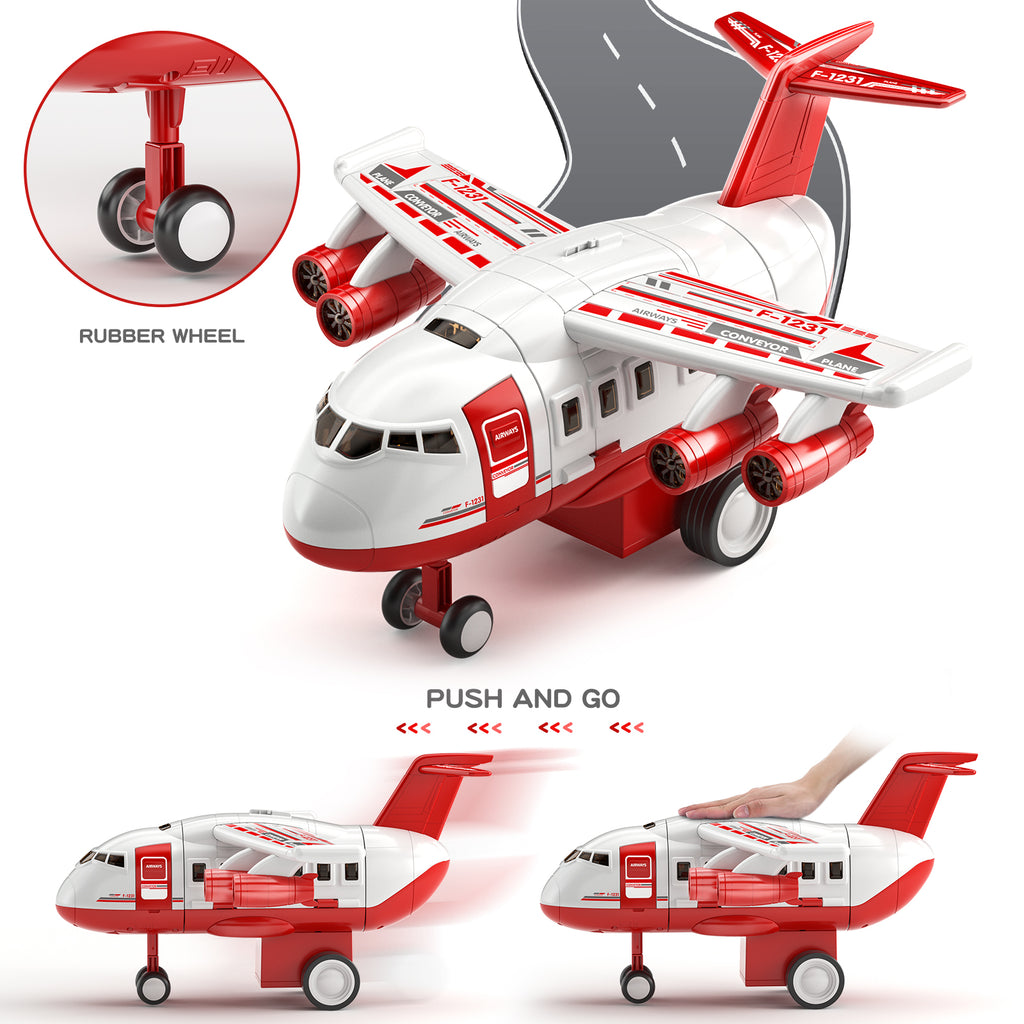 Jouet avion avec voitures de pompiers et tapis de jeu, avion avec lumières et sons pour garçons et filles