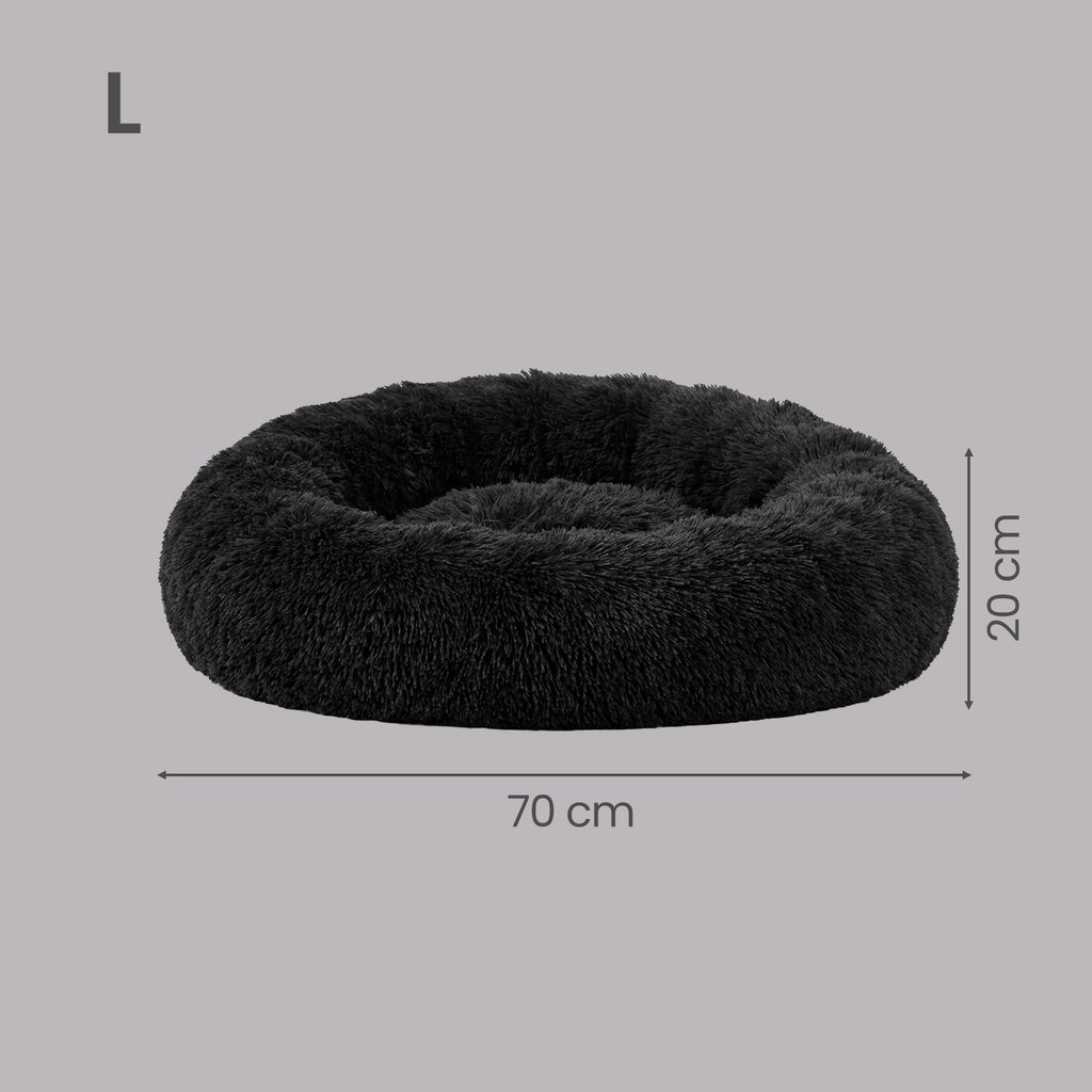 JOYFURNOS Lit pour cage pour chien JOYFURNOS en peluche donut avec housse amovible et lavable, noir, 70 x 20 cm