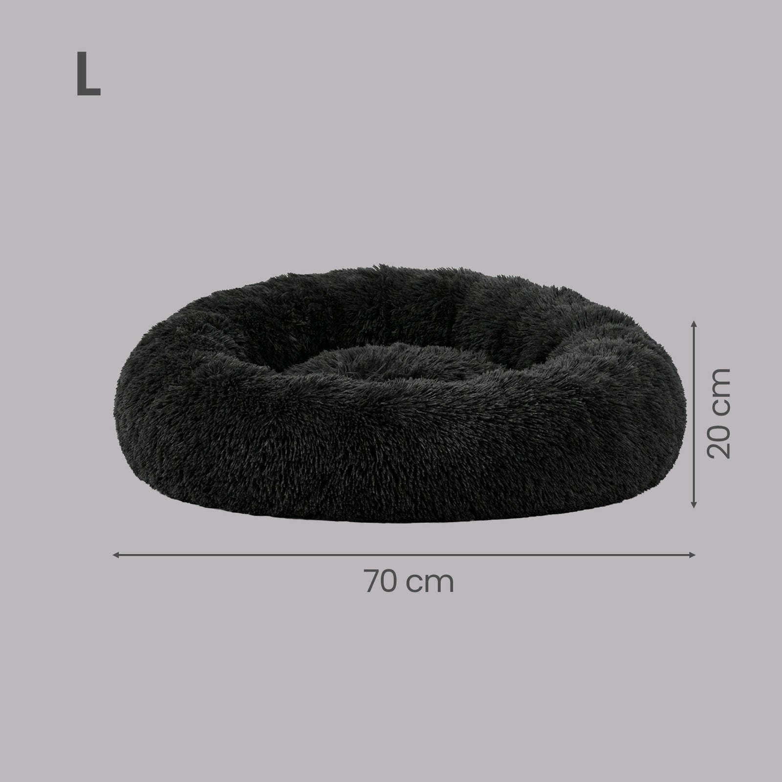 JOYFURNOS Lit pour cage pour chien JOYFURNOS en peluche donut avec housse amovible et lavable, noir, 70 x 20 cm