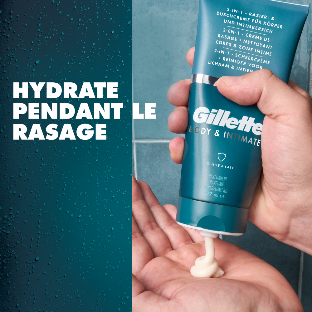 Gillette INTIMATE Crème nettoyante et rasante 2-en-1, 177 ml