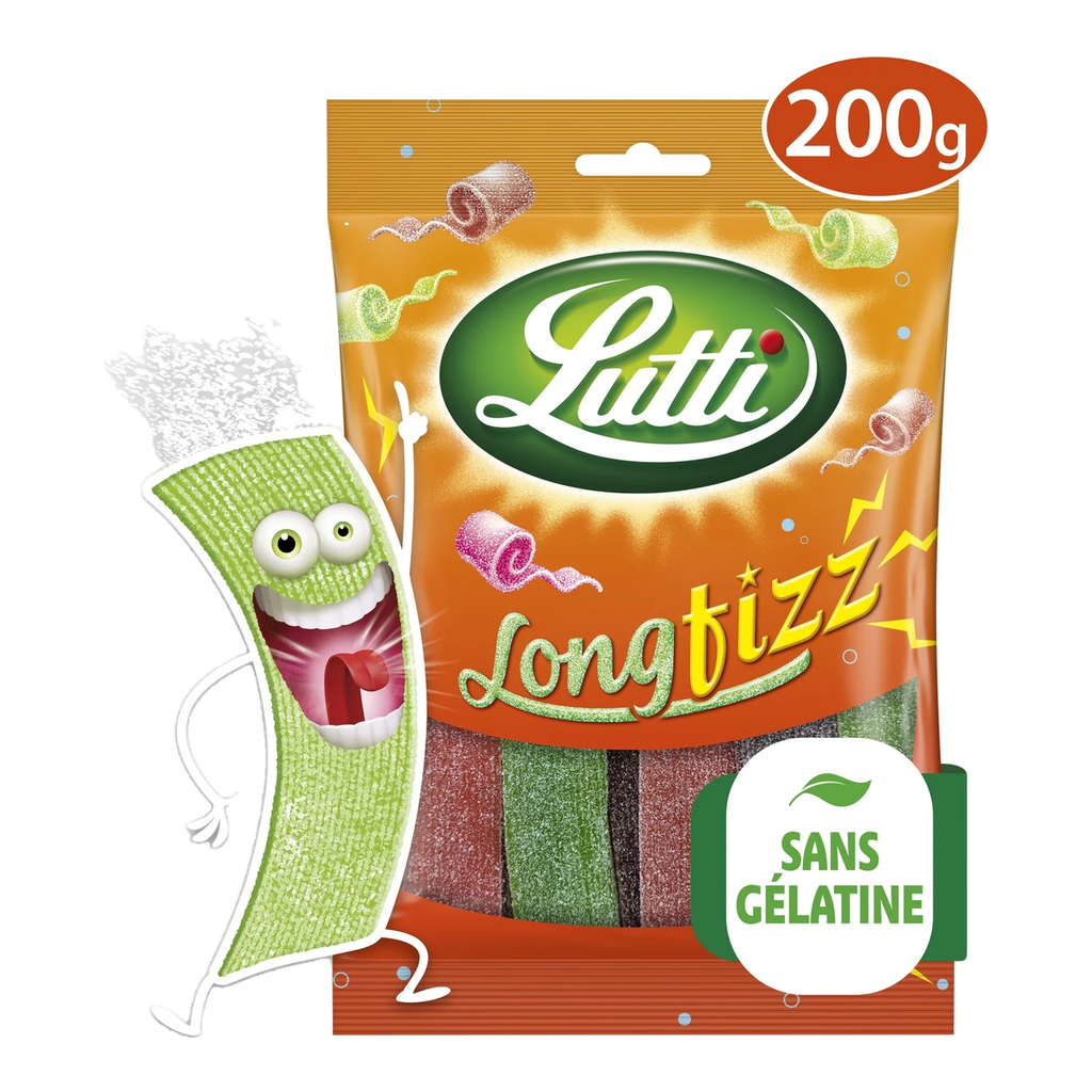 LUTTI LONGFIZZ Bonbons Acidulés Multi-parfums 200g