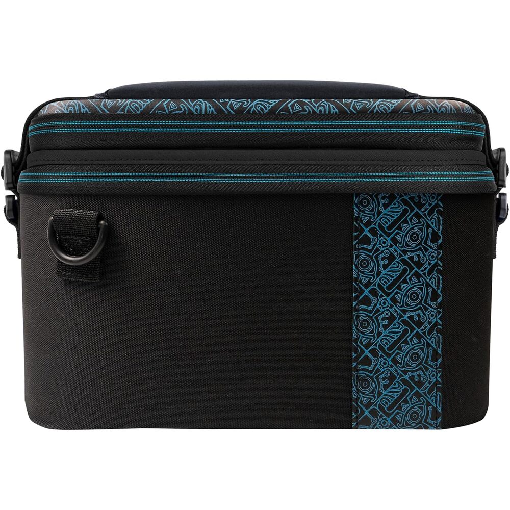 PDP Gaming Étui de transport 2-en-1 Pull-N-Go pour Nintendo Switch - Compartiments modulables - Bandoulière rembourrée - Licence officielle - Motif luminescent Sheikah Shoot Overnight - Noir et bleu