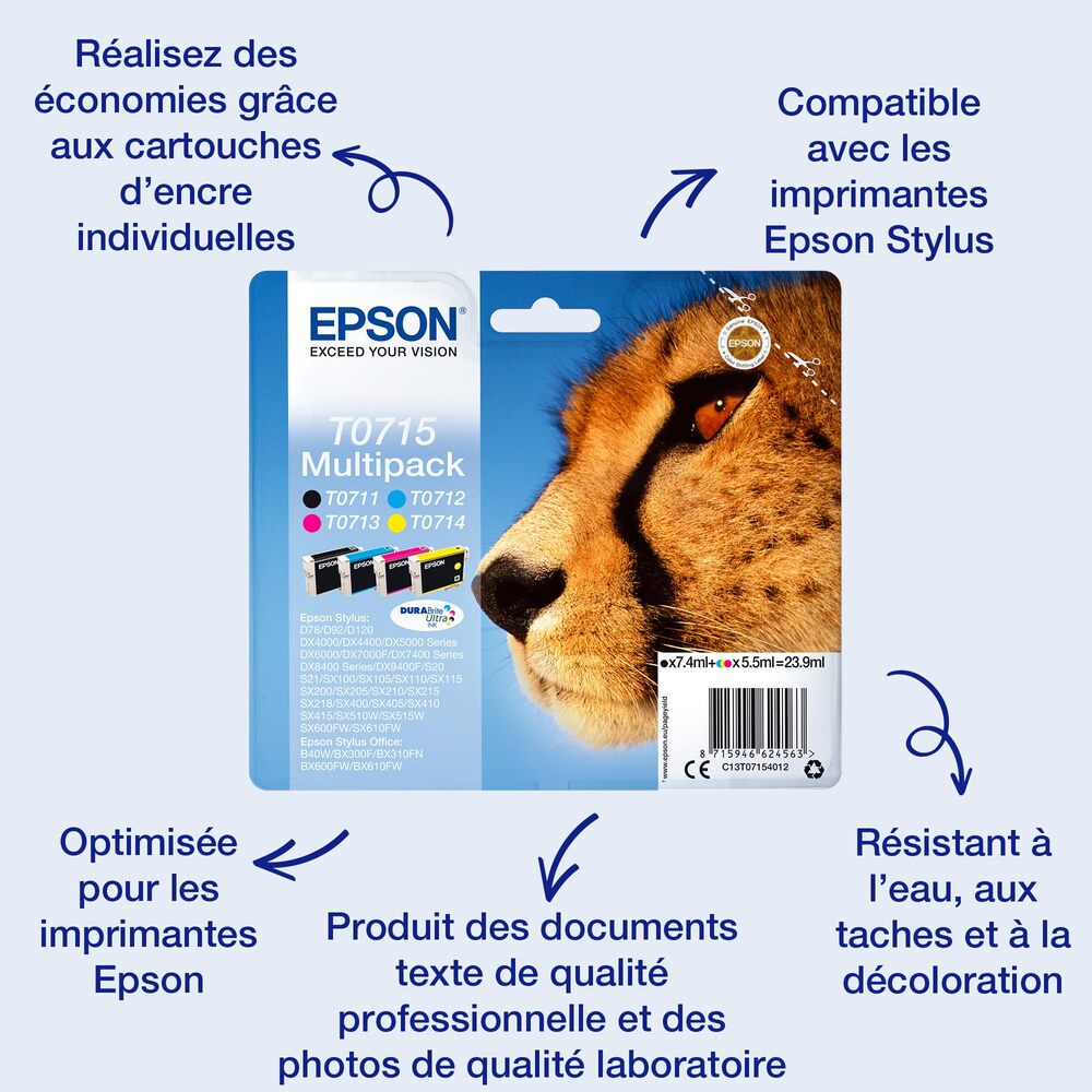 Epson C13T90724N Cartouche d'encre cyan authentique XXL ultra haute capacité Lot de 1