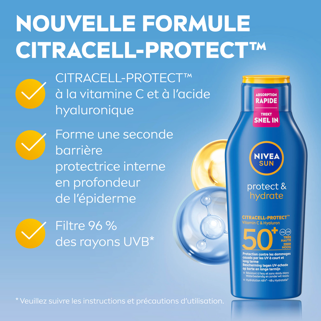 NIVEA SUN Potect & Hydrate Lait protection solaire SPF 50+ - 400 ml