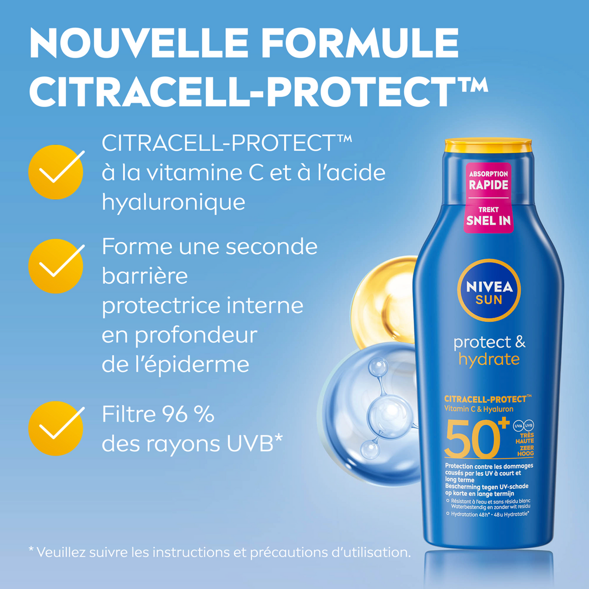 NIVEA SUN Potect & Hydrate Lait protection solaire SPF 50+ - 400 ml