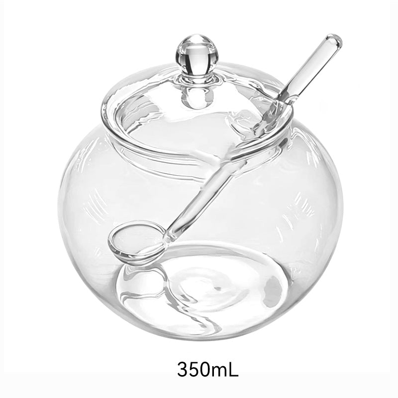 JORDAN&JUDY Bocal en verre avec couvercle et cuillère, Bocal de conservation des aliments, 350 ml