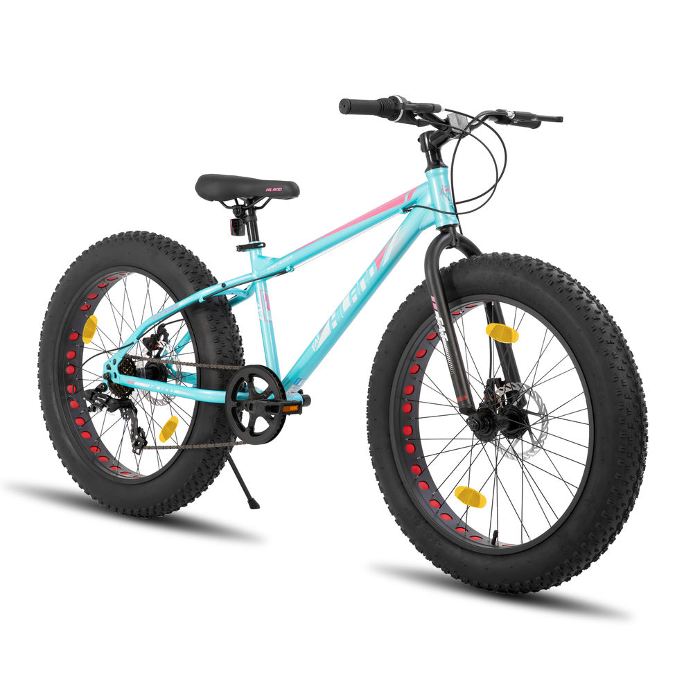 Hanland Roon VTT pour enfants avec 7 vitesses Shimano, double frein à disque et pneus larges 60 cm - Vert