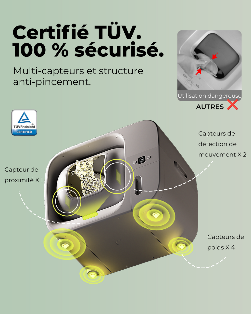 Furbulous Première Litière Automatique pour Chat au Monde avec Scellage Automatique et Sacs, Pack d'Essai de 60 Jours, Sécurité Certifiée TÜV Allemagne, Remplissage Automatique de Sacs Poubelle, Contrôle Intelligent par Application, pour Foyers Multi