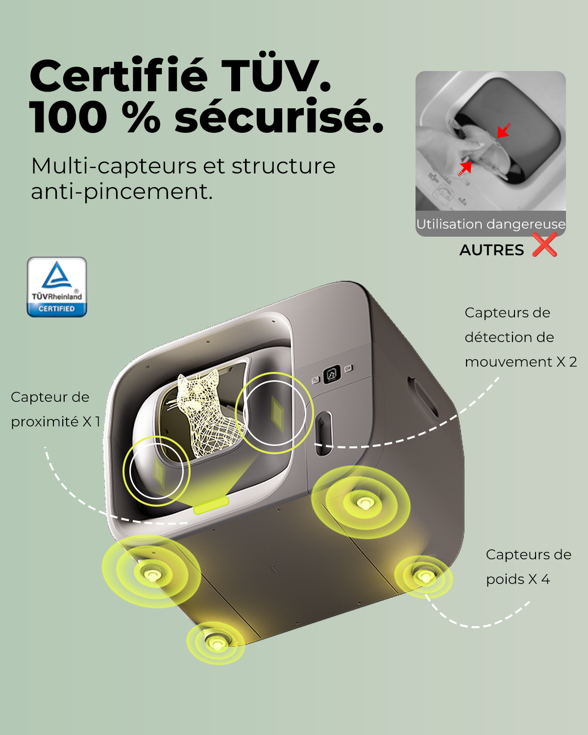 Furbulous Première Litière Automatique pour Chat au Monde avec Scellage Automatique et Sacs, Pack d'Essai de 60 Jours, Sécurité Certifiée TÜV Allemagne, Remplissage Automatique de Sacs Poubelle, Contrôle Intelligent par Application, pour Foyers Multi