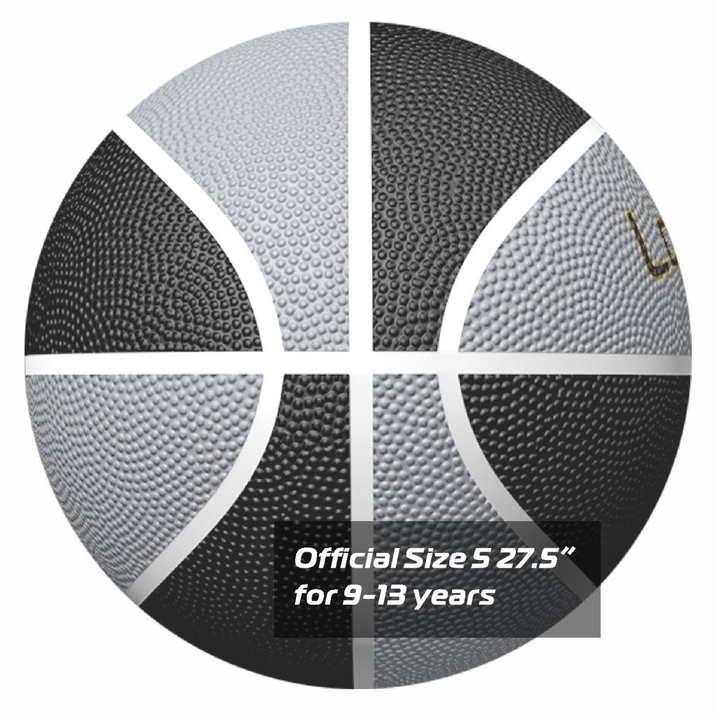 LONGSAIL Ballon de basket-ball en caoutchouc de haute qualité (27,5") Taille 5 Noir/Gris