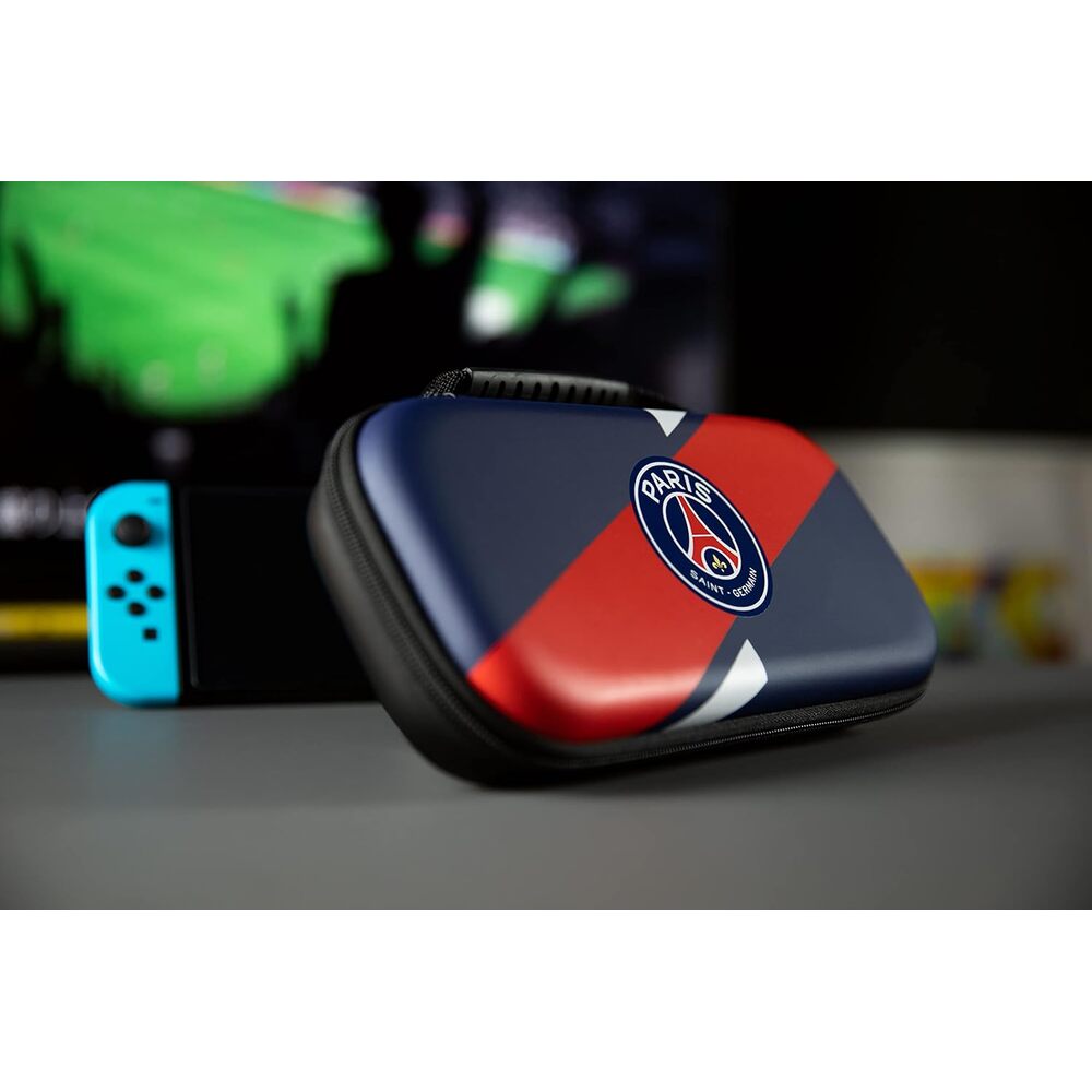 KONIX PSG Housse de protection et transport pour consoles Nintendo Switch, Switch Lite et Switch OLED - Rangement 8 jeux - Bleu marine et rouge