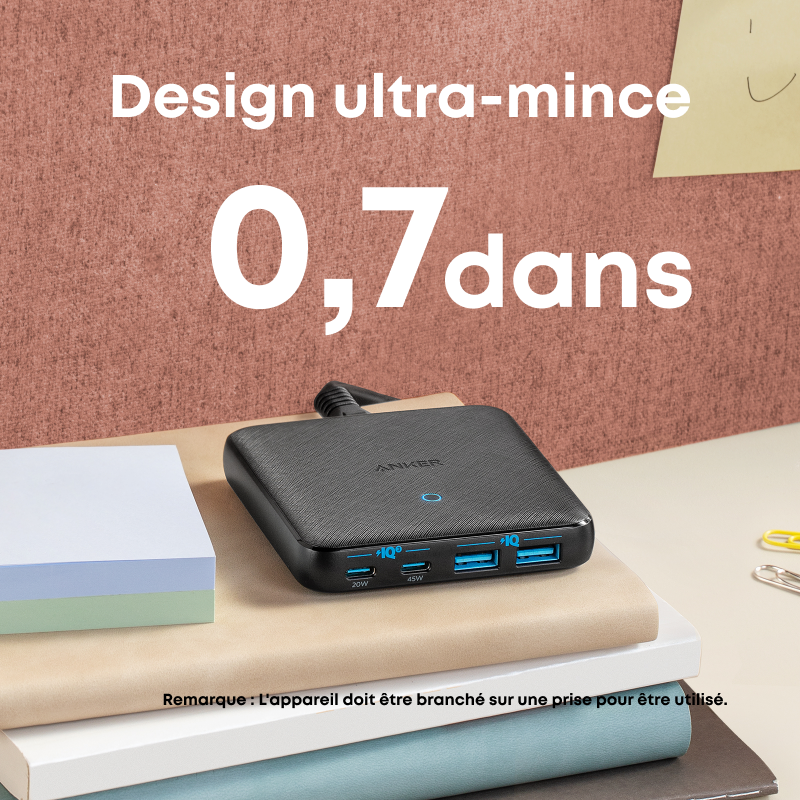Anker PowerPort Atom III Chargeur de bureau 65 W - 2A/2C - Slim