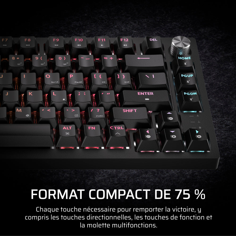 CORSAIR K65 Plus Clavier Gaming Mécanique (MLX Fusion) sans fil RGB 75% - AZERTY - Noir