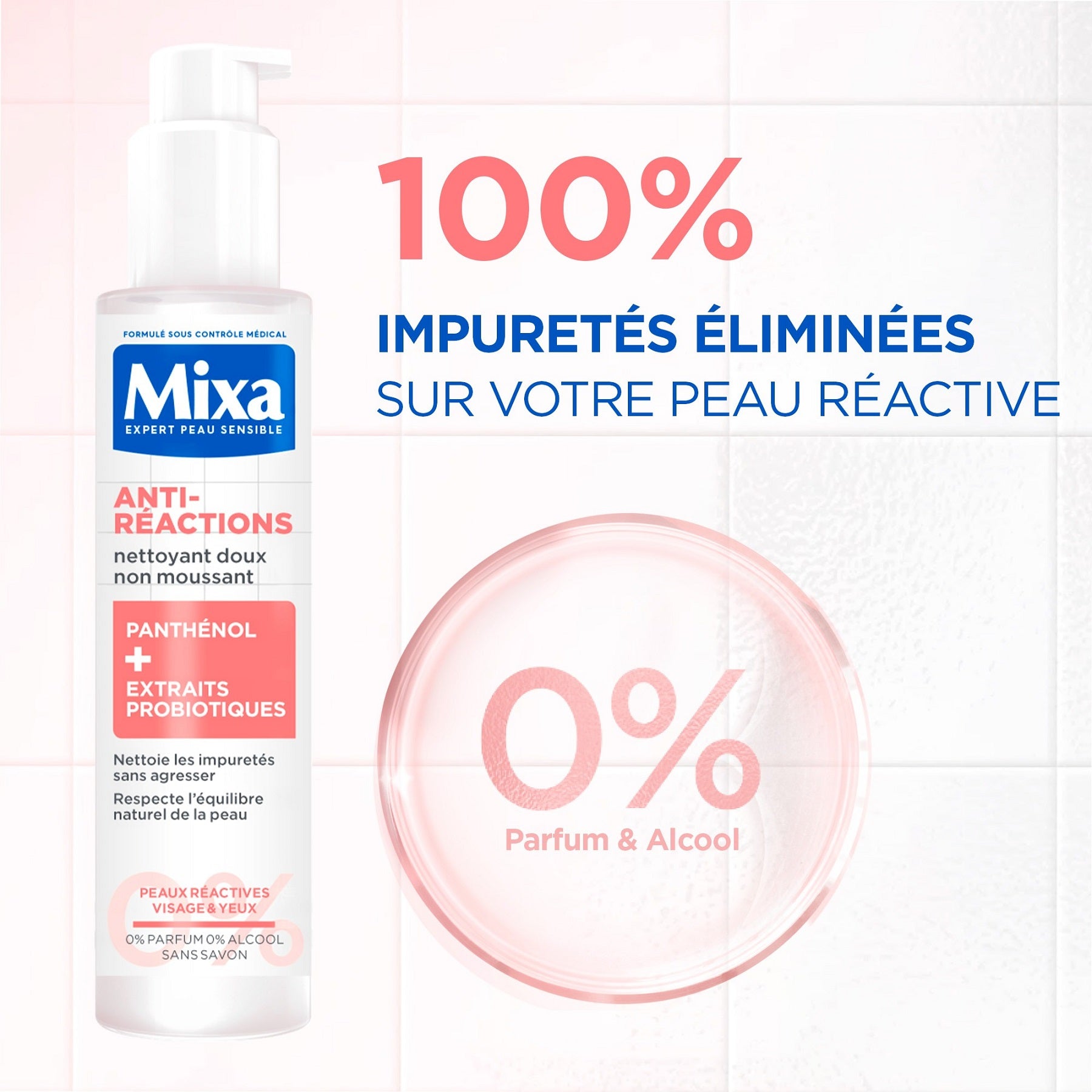 MIXA Nettoyant Doux Anti-Dessèchement Squalane + Glycérine 150ml