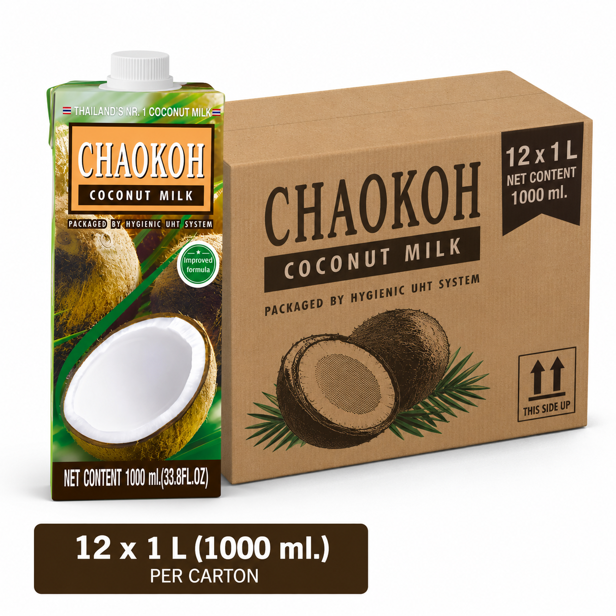 CHAOKOH Lait de coco 18 % de MG 12 x 1 L