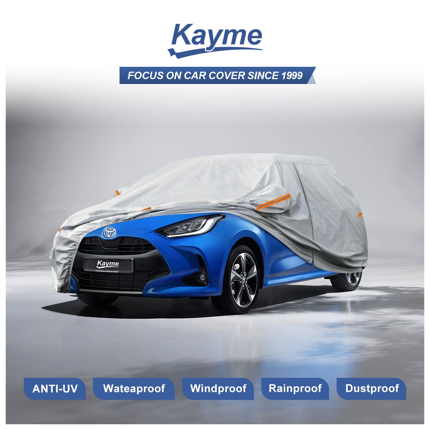 Kayme Housse de voiture pour hatchback Taille adaptée jusqu'à 415 cm