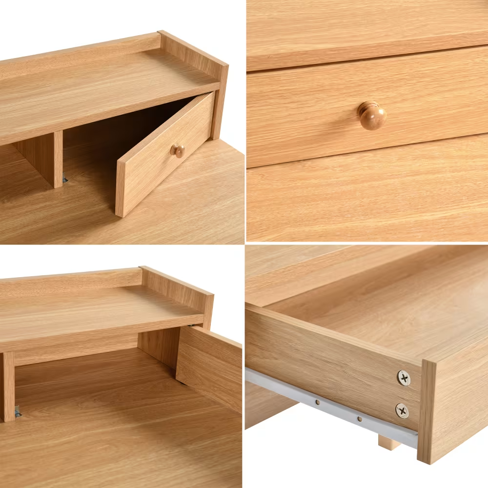 Bureau URBAN MEUBLE avec finition en bois, tiroirs et étagère