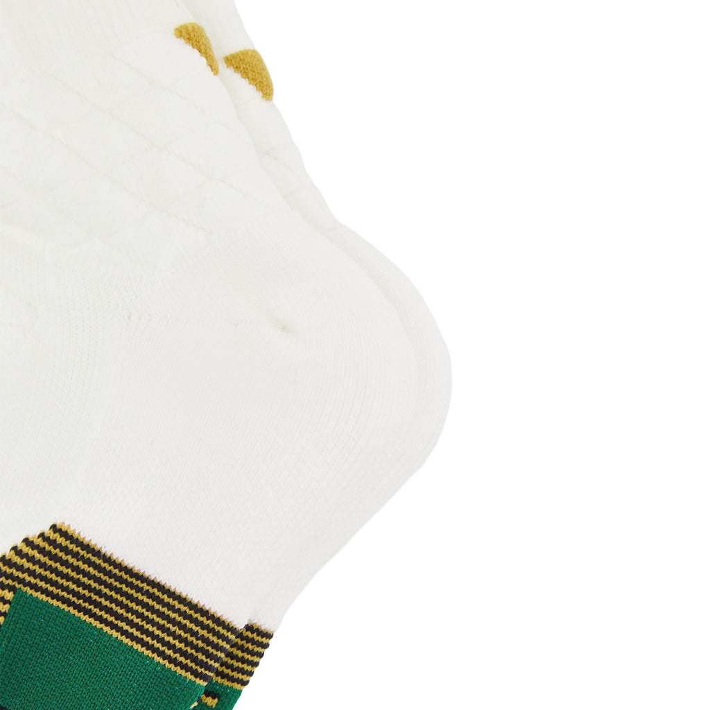 LI-NING Chaussettes mi-longues de basket-ball résistantes, confortables et respirantes blanc laite / vert sable XL