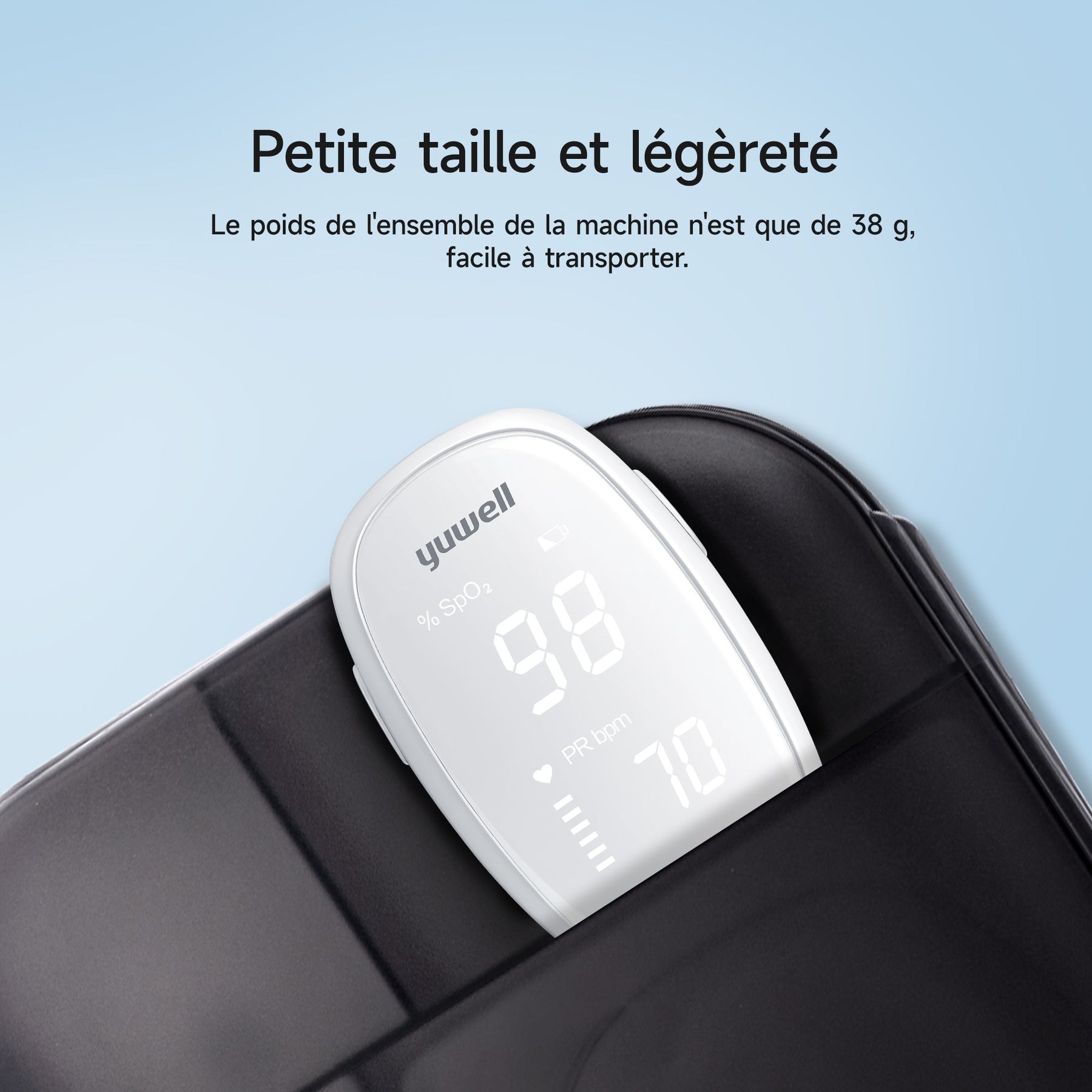 yuwell Oxymètre de pouls | Moniteur d’oxygène dans le sang pour doigt, pour adultes et enfants | Précision clinique, ultra léger, grand écran LED, conception anti-lumière