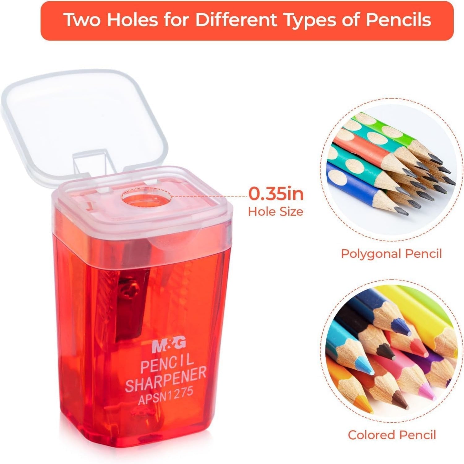 M&G Lot de 4 taille-crayons manuels à 1 trou avec couvercle, taille-crayons compacts portables pour crayons de couleur, fournitures scolaires et de bureau