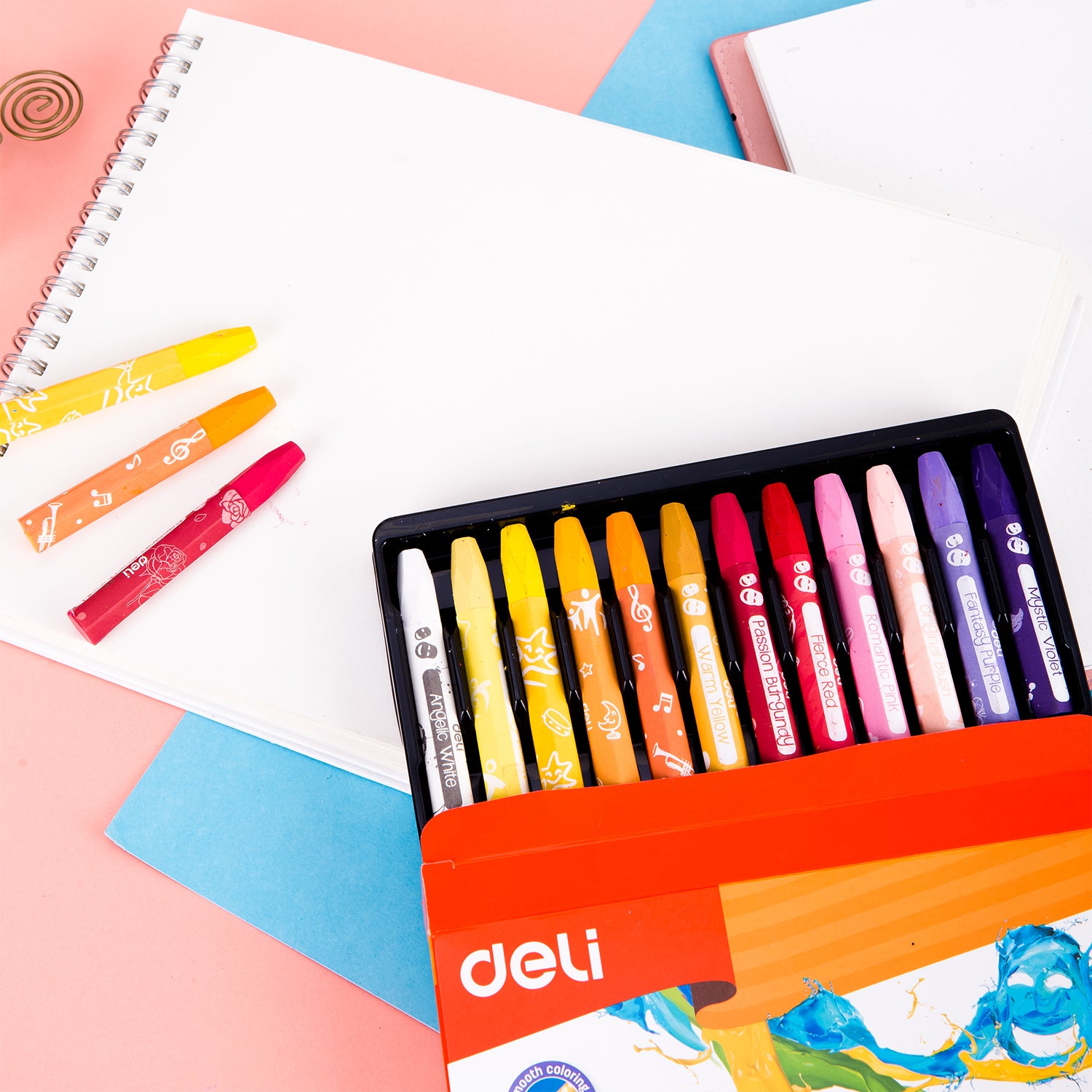 Deli Coffret de 24 pastels à l'huile