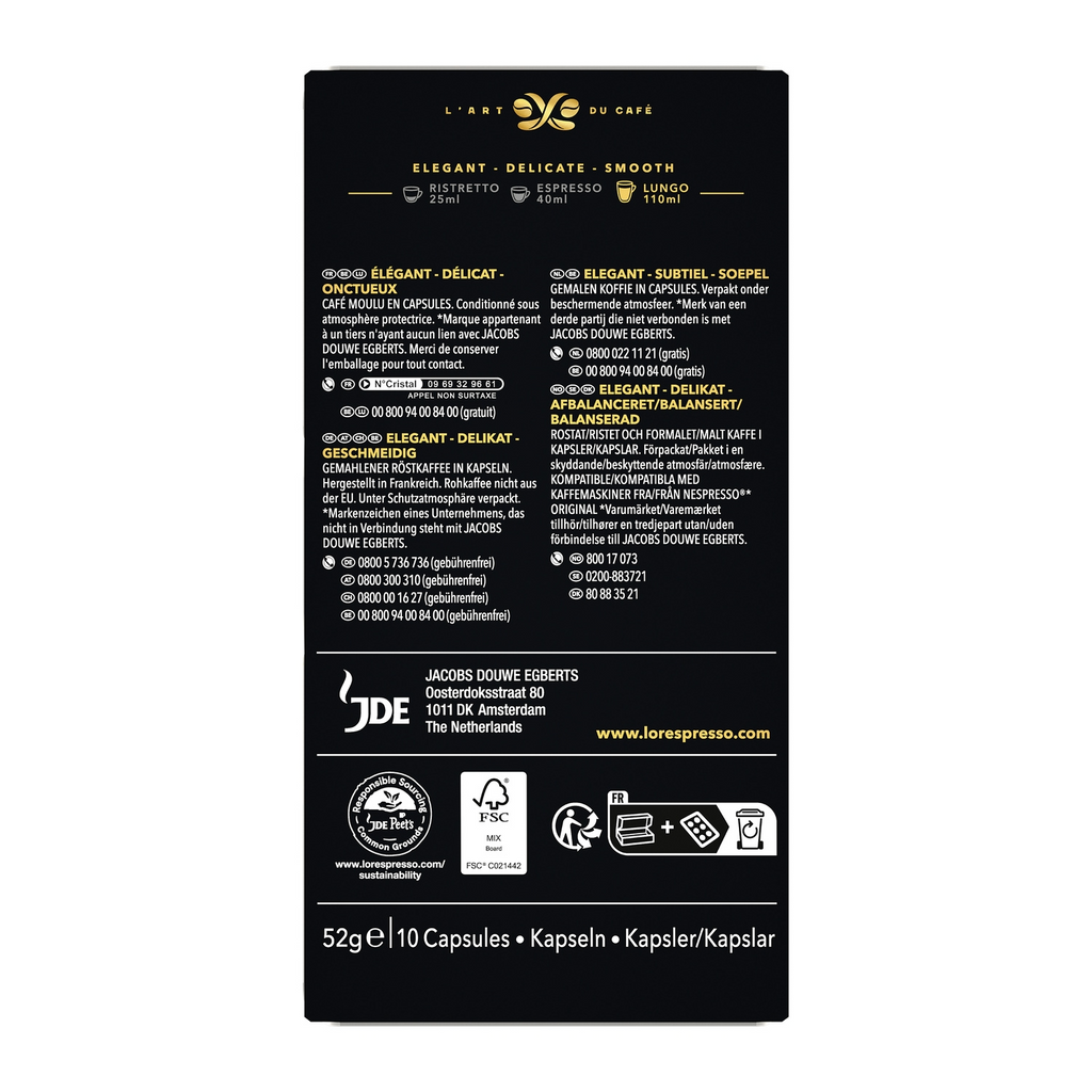 L'OR Capsules de Café Lungo Mattinata - Boîte de 10