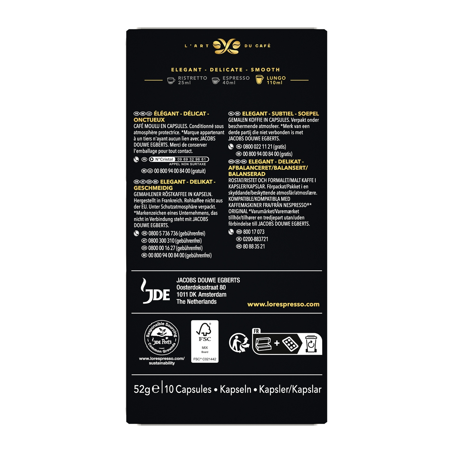 L'OR Capsules de Café Lungo Mattinata - Boîte de 10