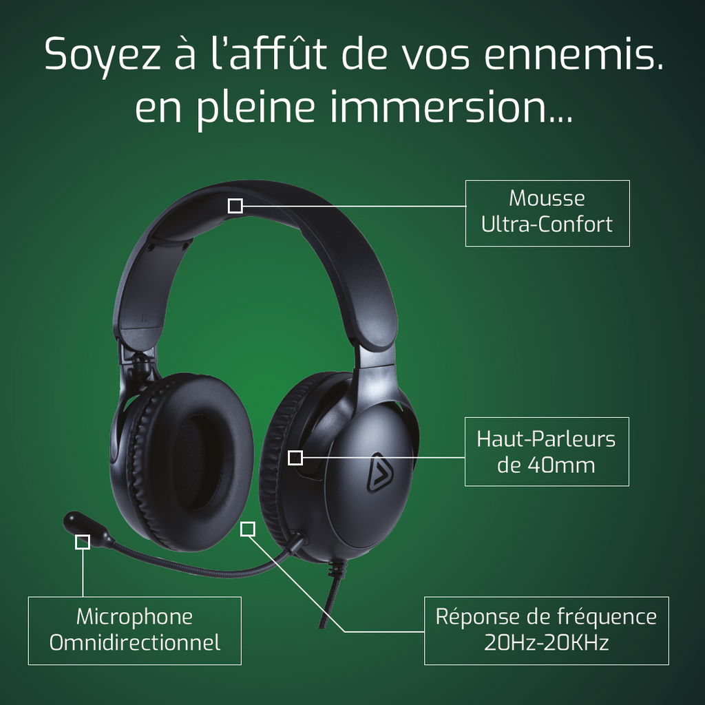 ONLAN - Casque Gaming filaire pour Xbox Series X|S - Noir
