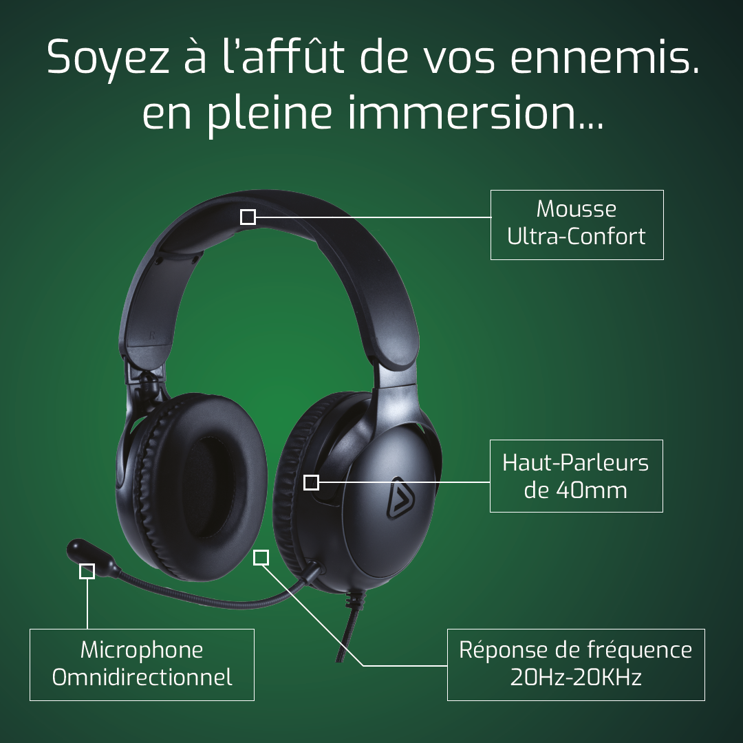ONLAN - Casque Gaming filaire pour Xbox Series X|S - Noir