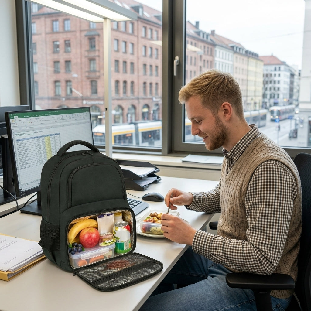 Sac à dos de déjeuner pour hommes, femmes et travail, sac à dos robuste pour ordinateur portable de 17 pouces avec compartiment à repas