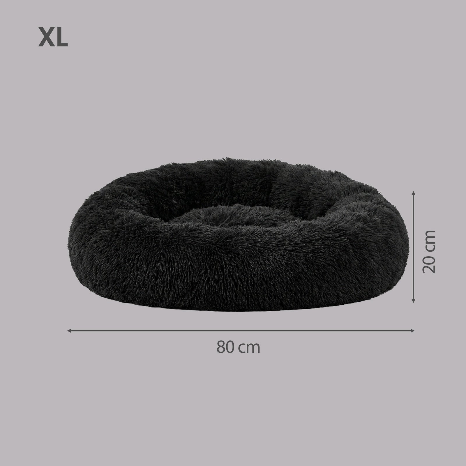 JOYFURNOS Lit donut apaisant moelleux pour chien avec housse amovible lavable, Noir