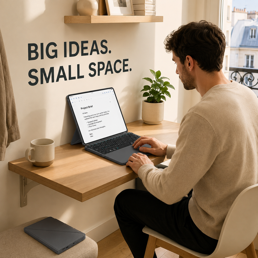 Clavier Étui en Cuir Pliable Voxis HL-BOX1 avec Pavé Tactile – Compatible Multi-Systèmes, Compact et Portable
